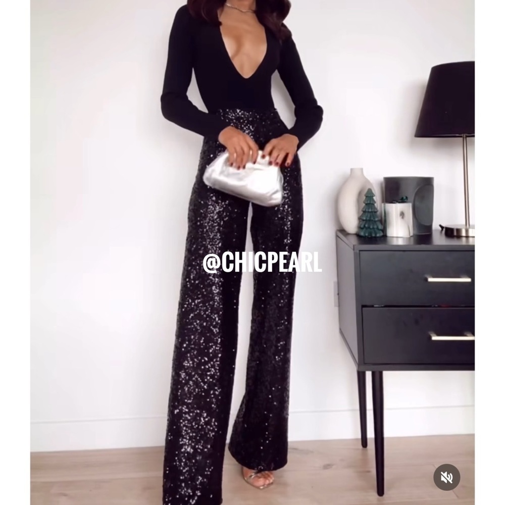 Zara sequin pants leggings flare